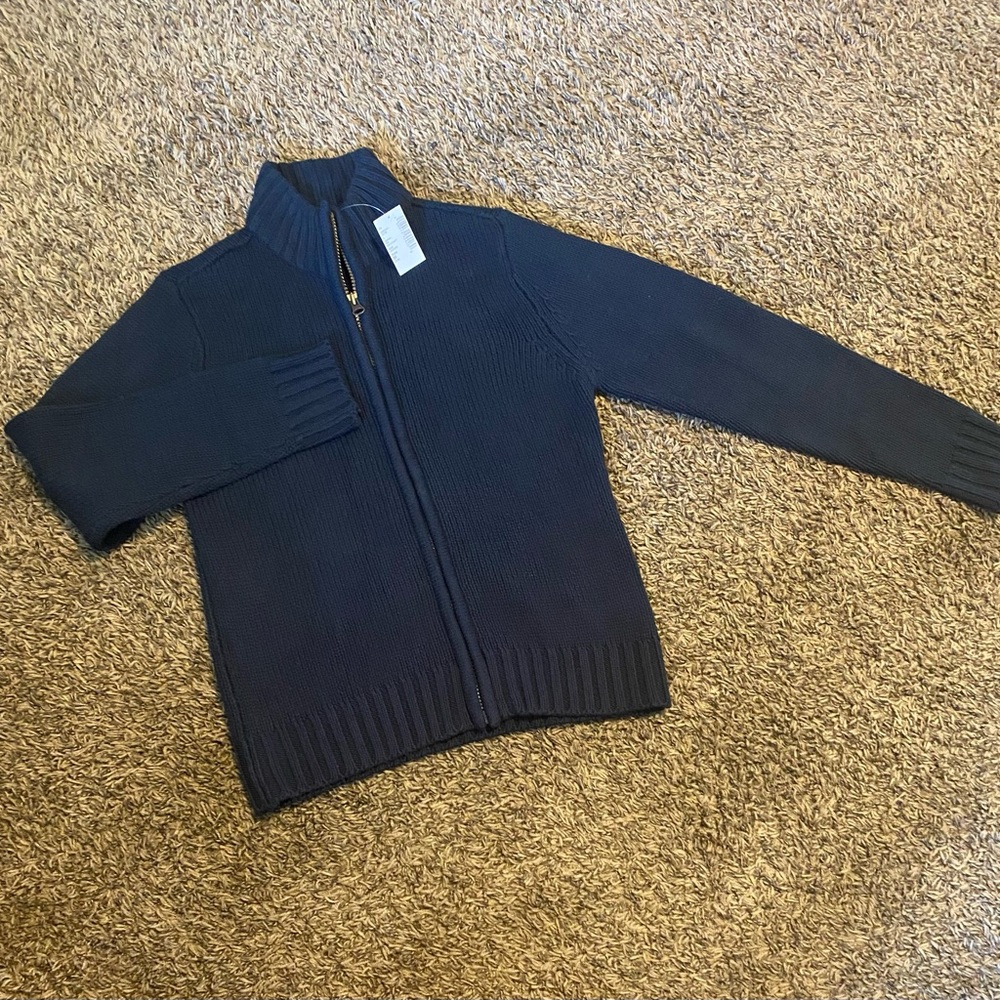 Boys size M 7/8 zip up Children’s Place navy blue collar sweater long sleeve